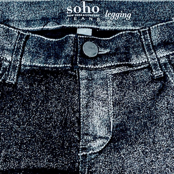 New York & Co SoHo Jeans Legging Jeggings Size 4 Silver Metallic Black Stretch - Picture 4 of 13